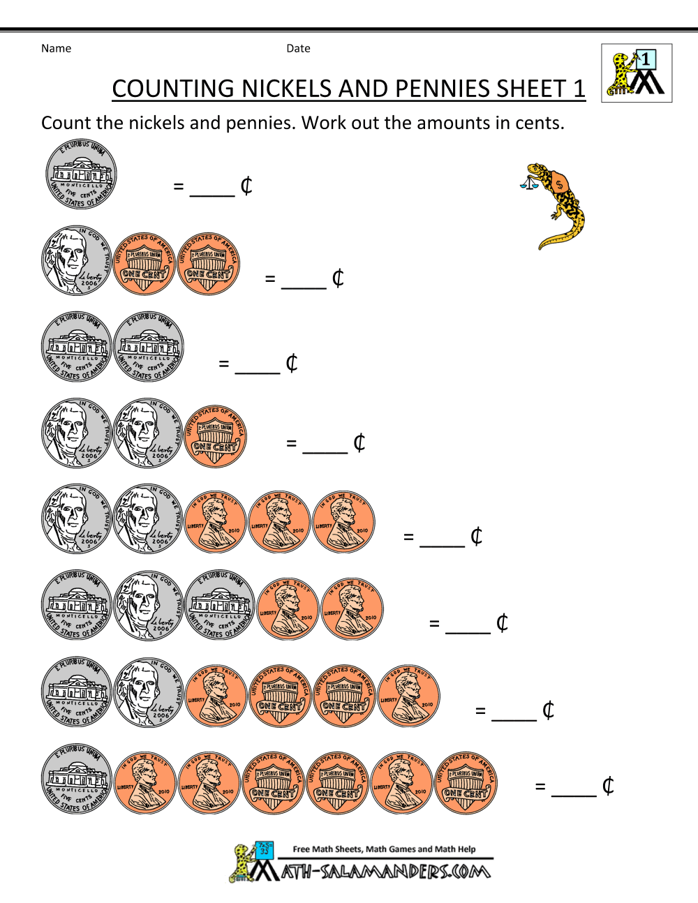 Money Worksheets 1st Grade