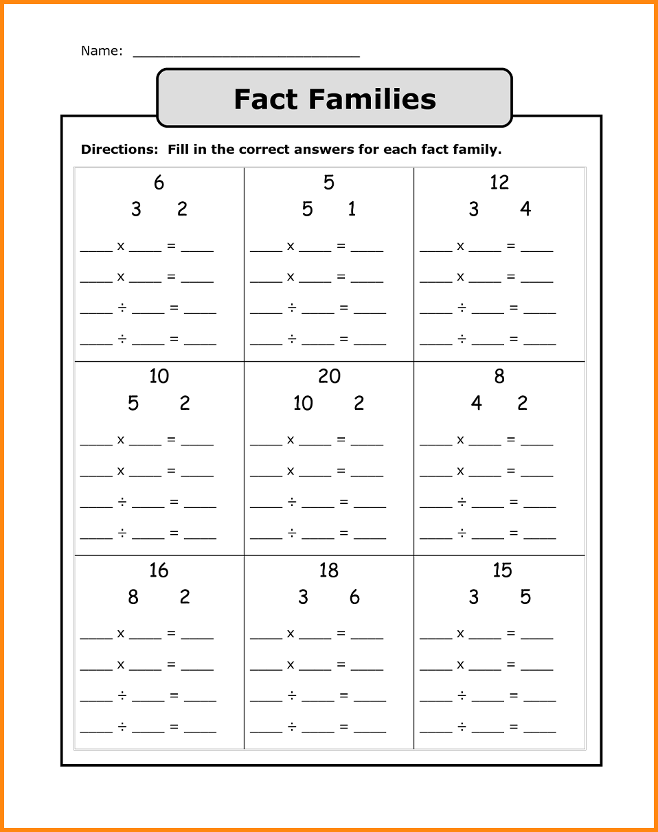 Multiplication And Division Fact Family Worksheets 3rd Grade