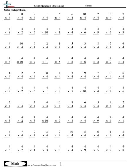 Multiplication Fluency Worksheet The Best Worksheets Image