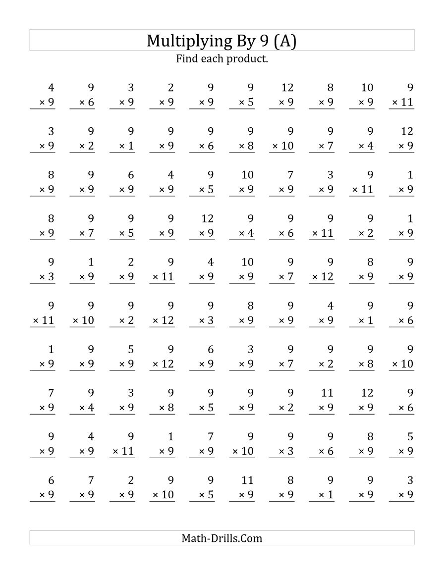 Multiplying 1 To 12 By 9 (a)