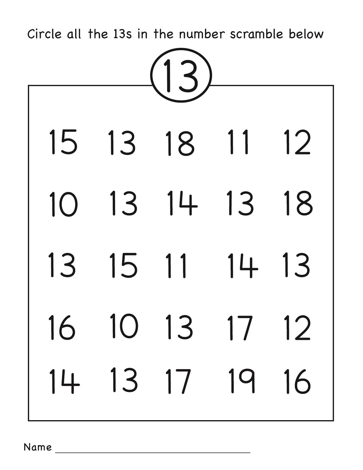 Number 13 Worksheet For Pre K The Best Worksheets Image Collection