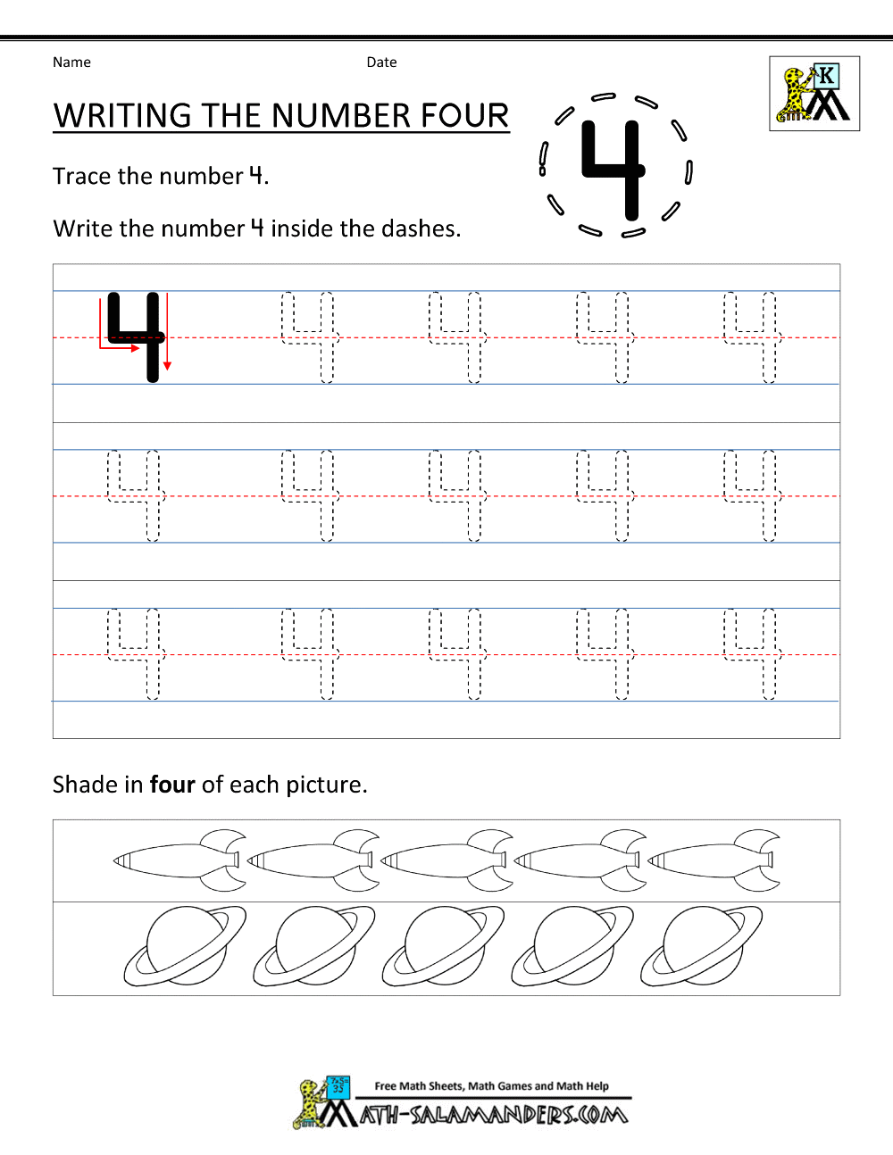 Number 4 Worksheet Preschool Worksheets For All