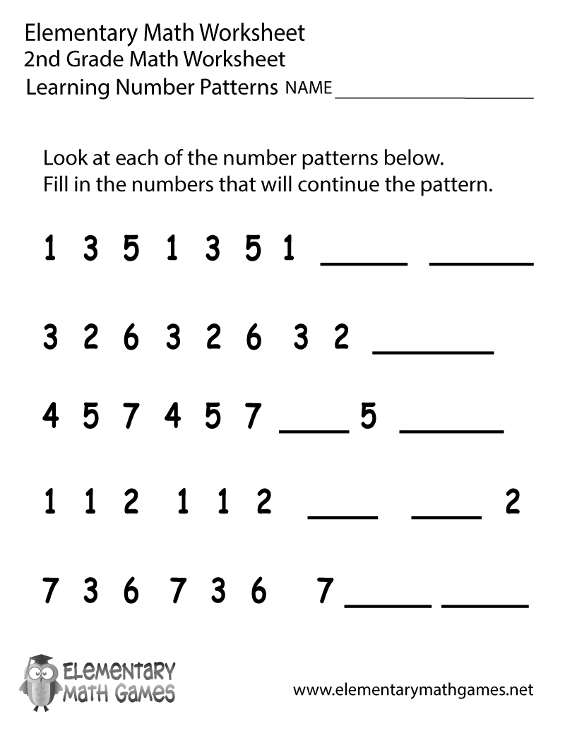 Number Patterns Worksheets 2nd Grade Worksheets For All