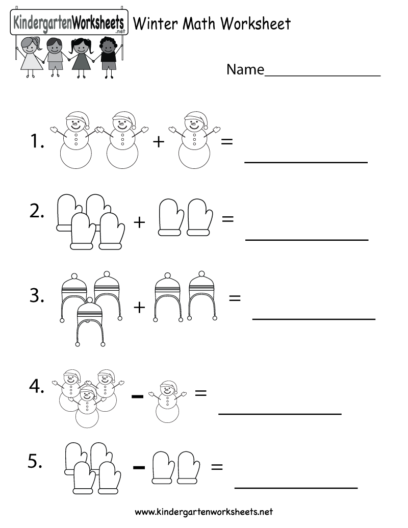 Pdf Worksheets For Kindergarten Free Printable Winter Math