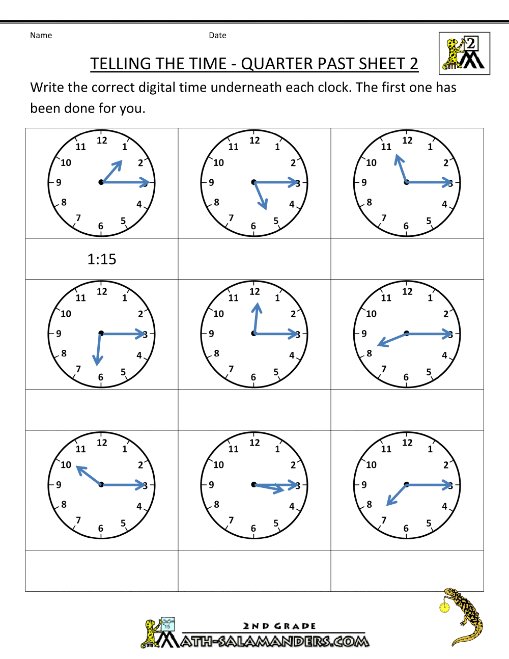 Pleasing Worksheets Grade 2 Time Also Clock Worksheets Quarter