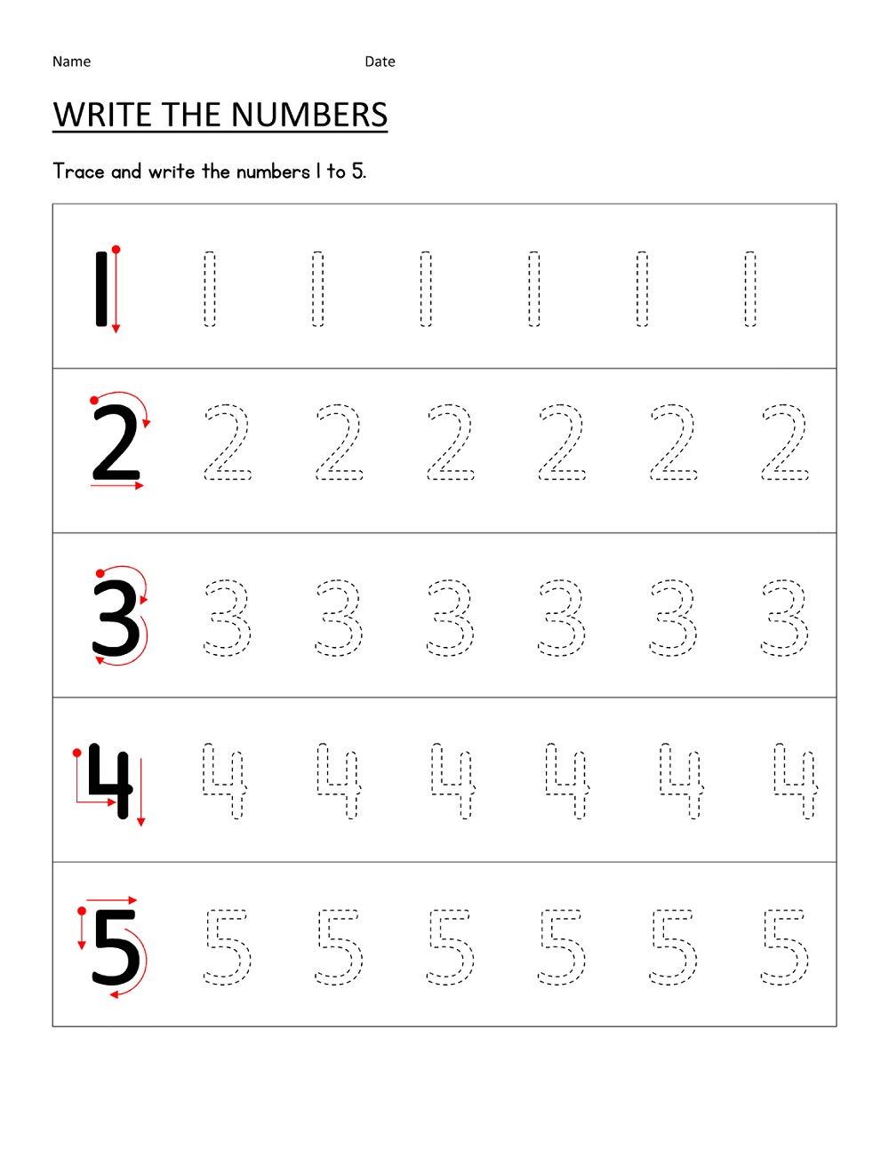 Practice Writing Numbers Preschool 1