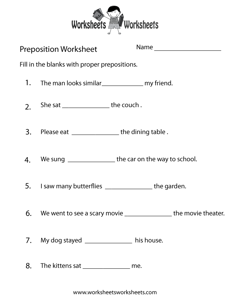 Preposition Worksheets