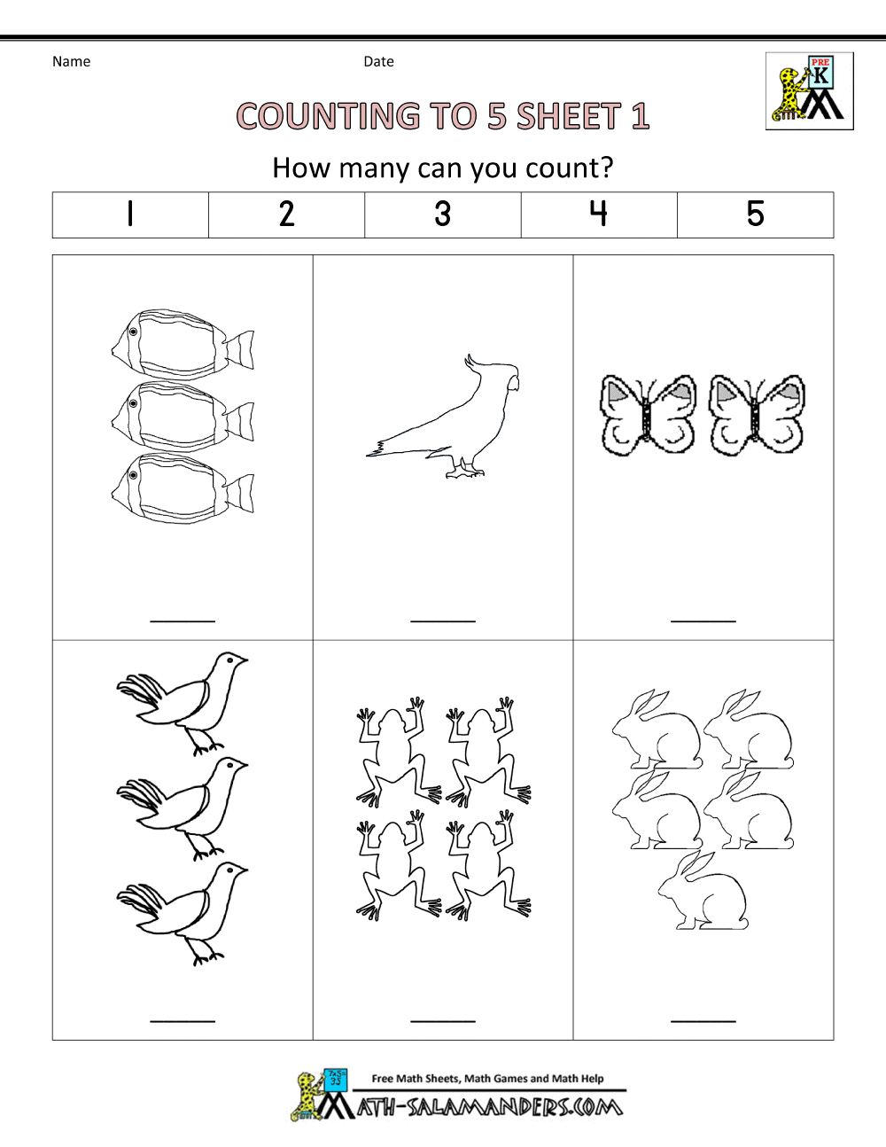 Preschool Counting Worksheets