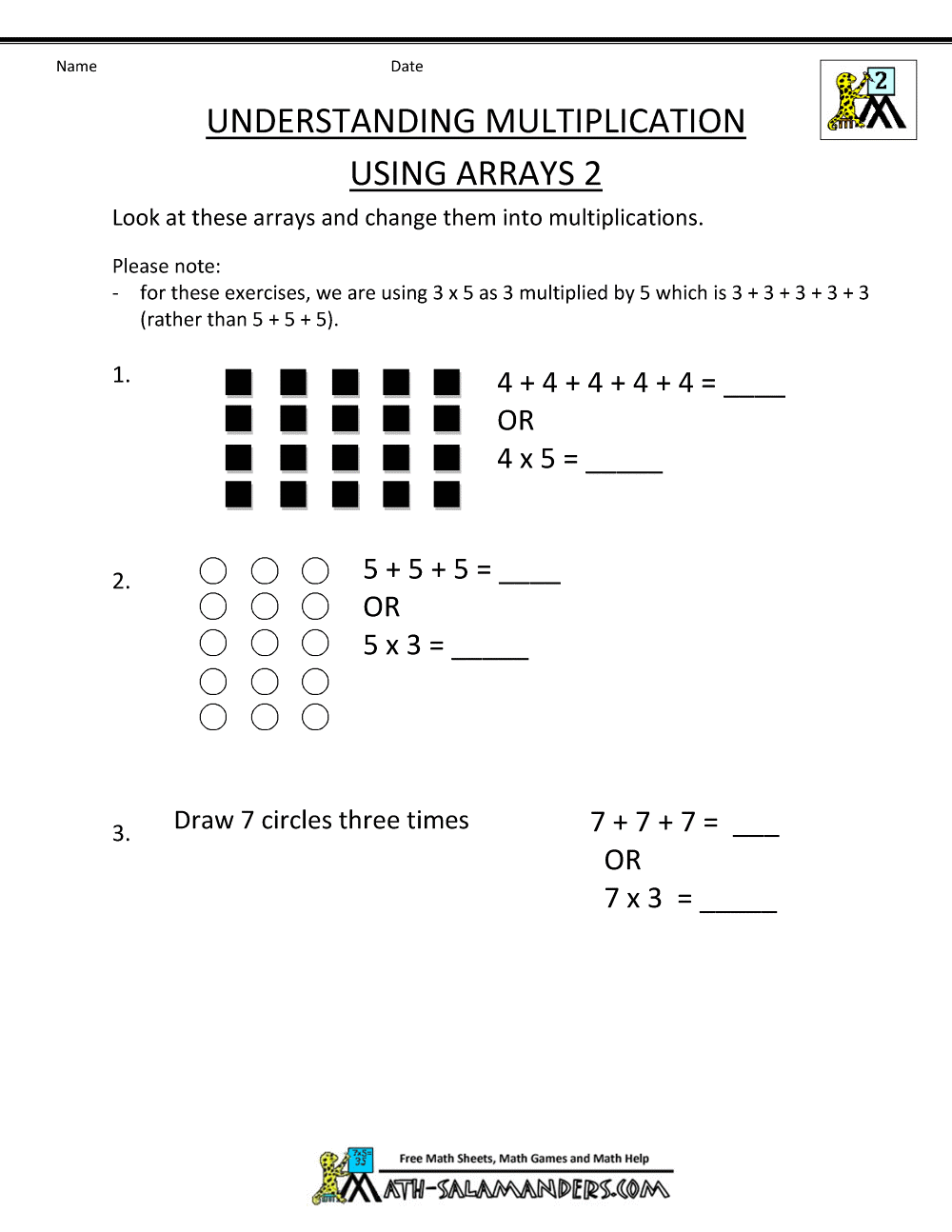 Printable Multiplication Worksheets 2nd Grade