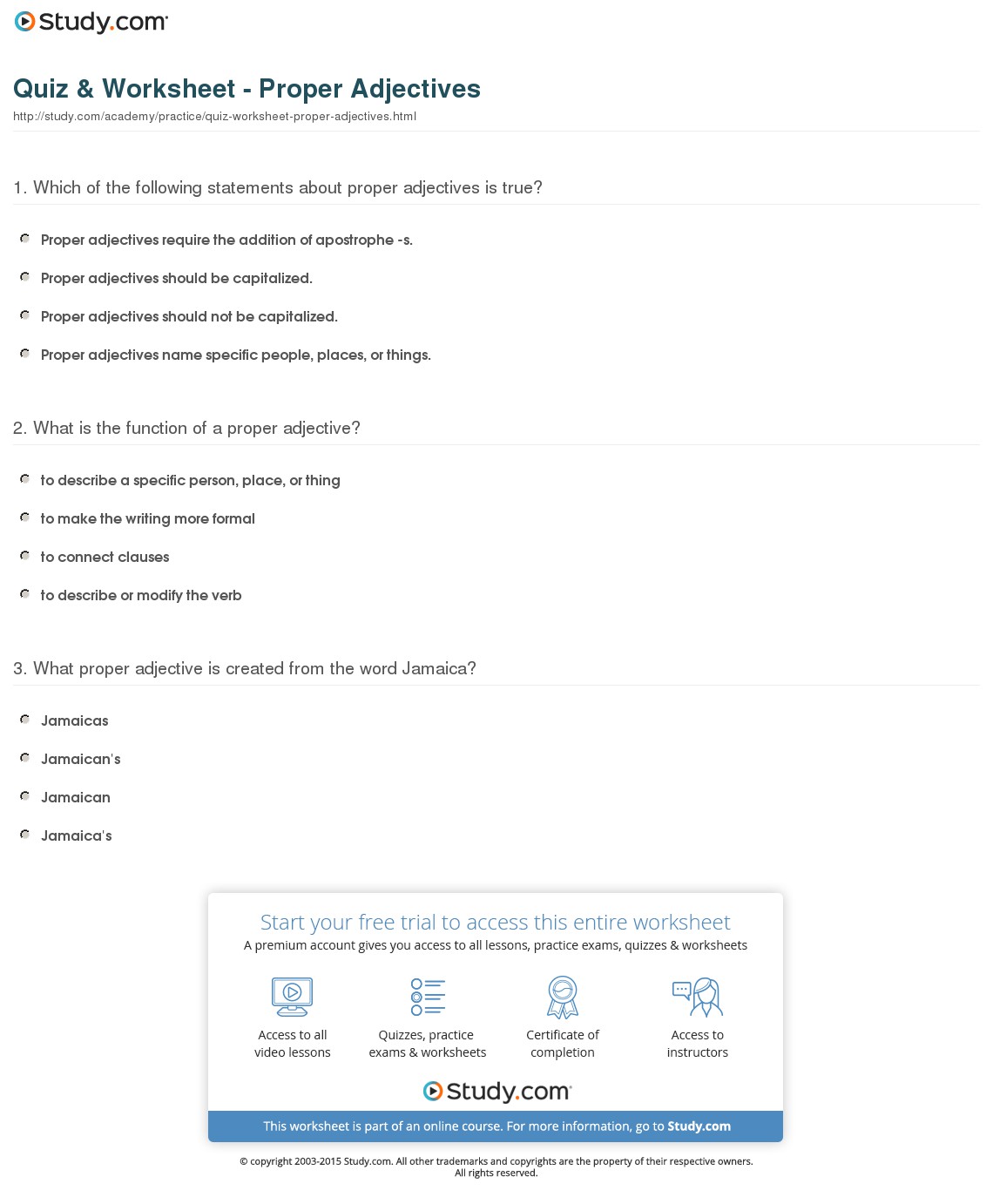Quiz & Worksheet