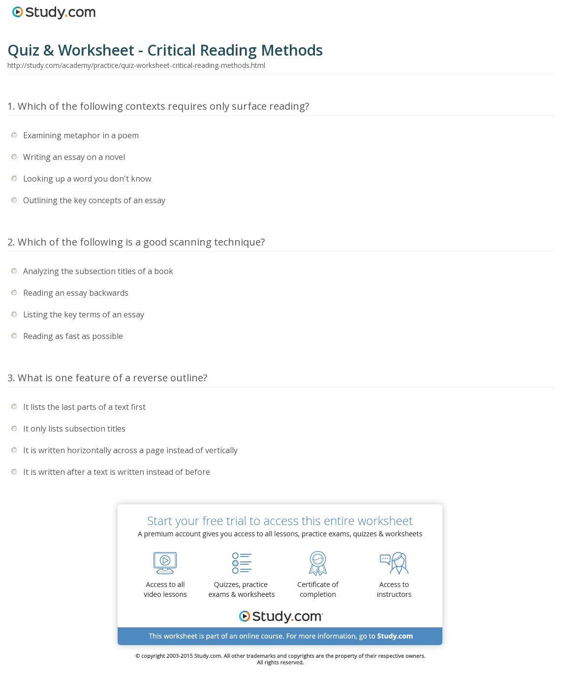 Quiz & Worksheet