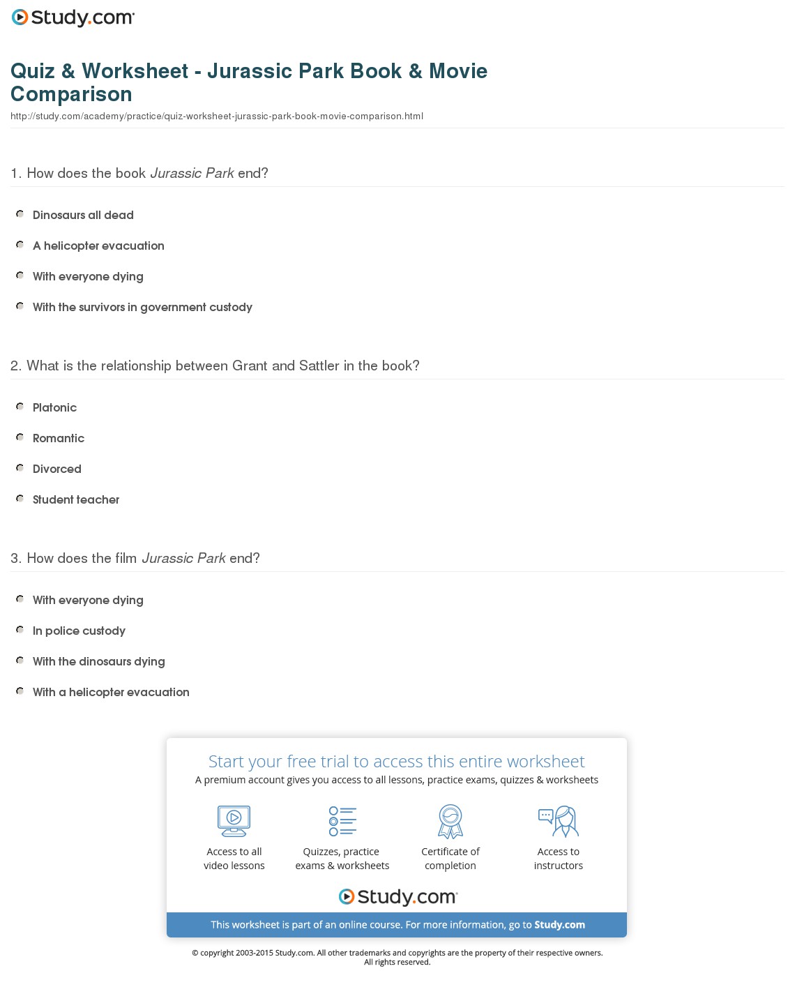 Quiz & Worksheet