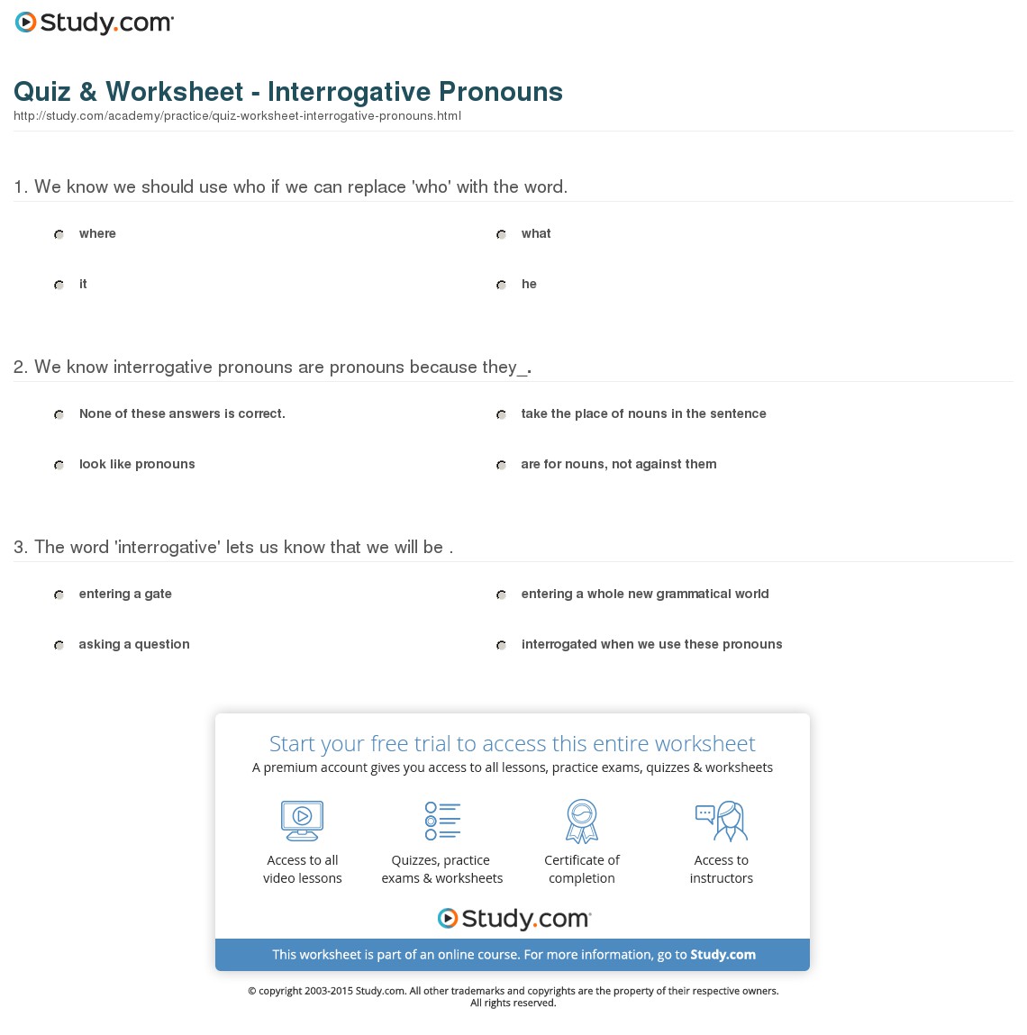 Quiz & Worksheet