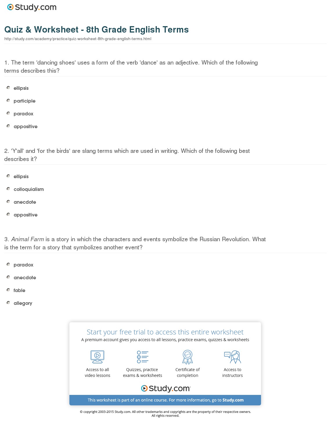 Quiz & Worksheet