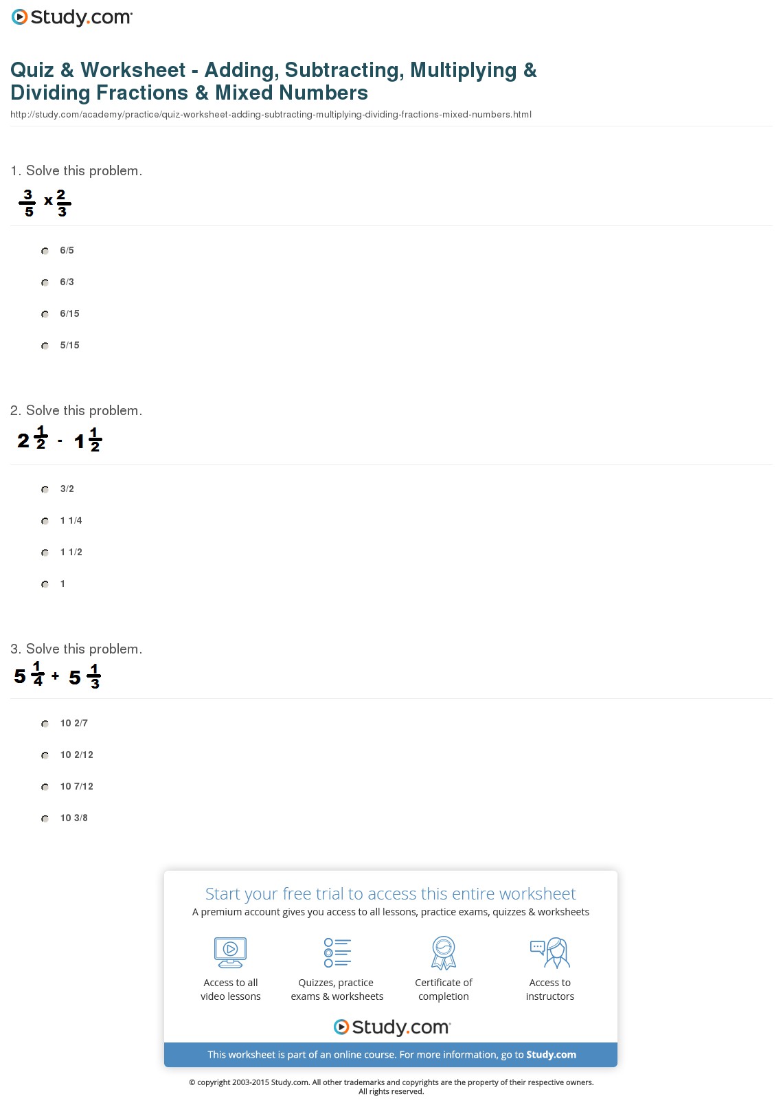 Quiz & Worksheet