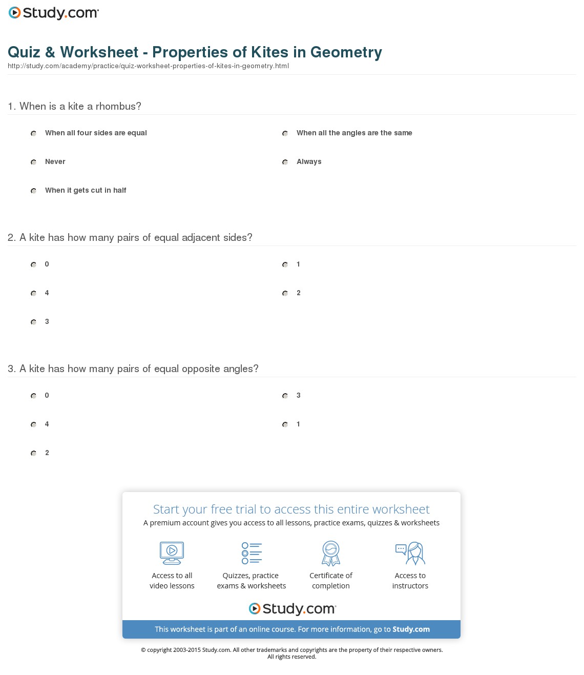 Quiz & Worksheet