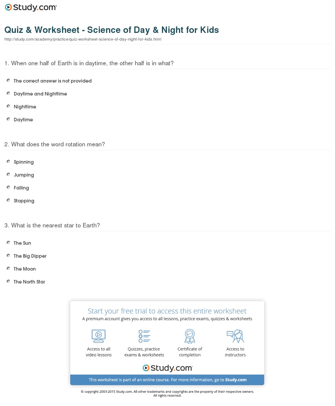 Quiz & Worksheet