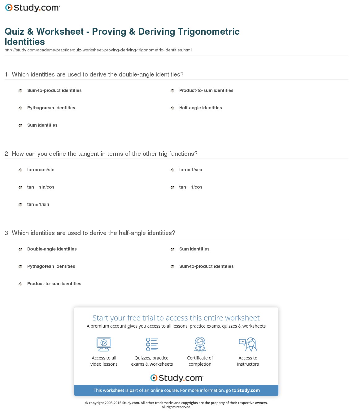 Quiz & Worksheet