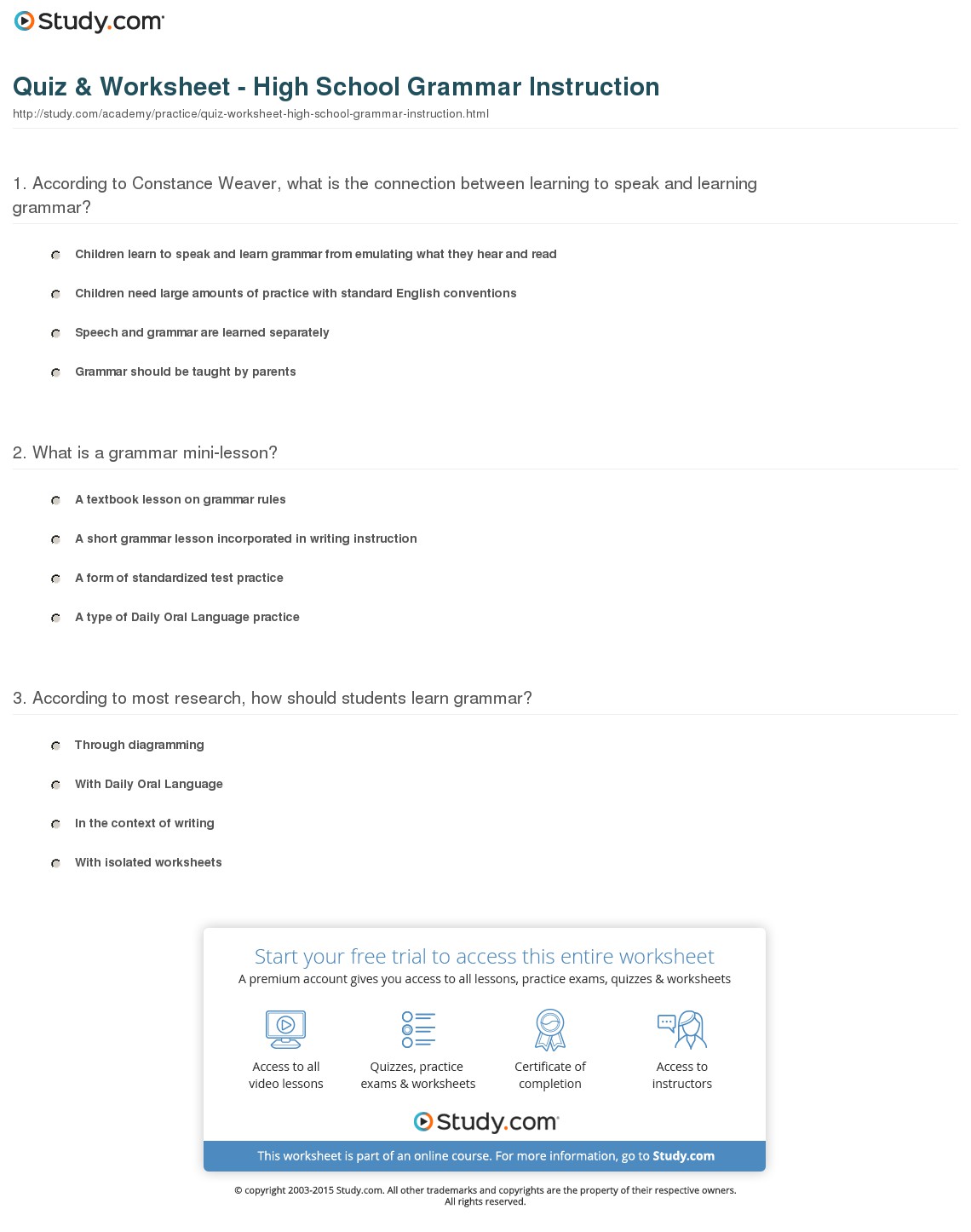Quiz & Worksheet