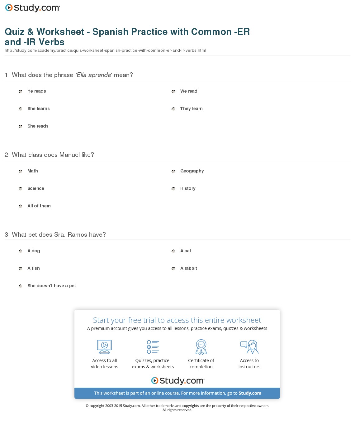 Quiz & Worksheet