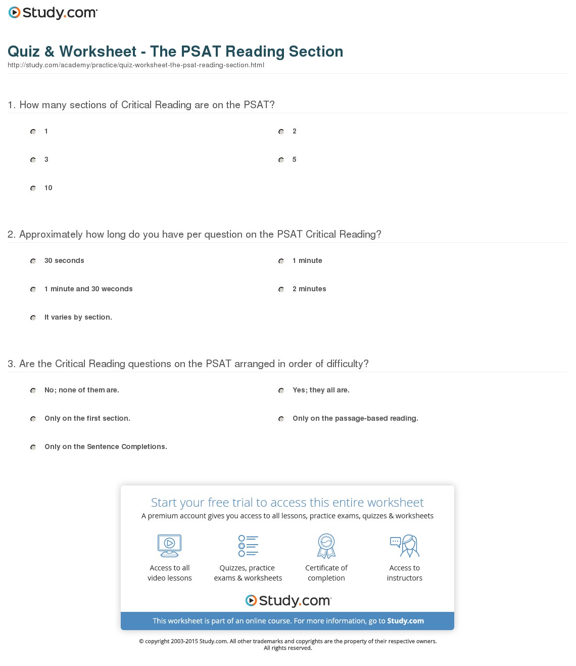 Quiz & Worksheet