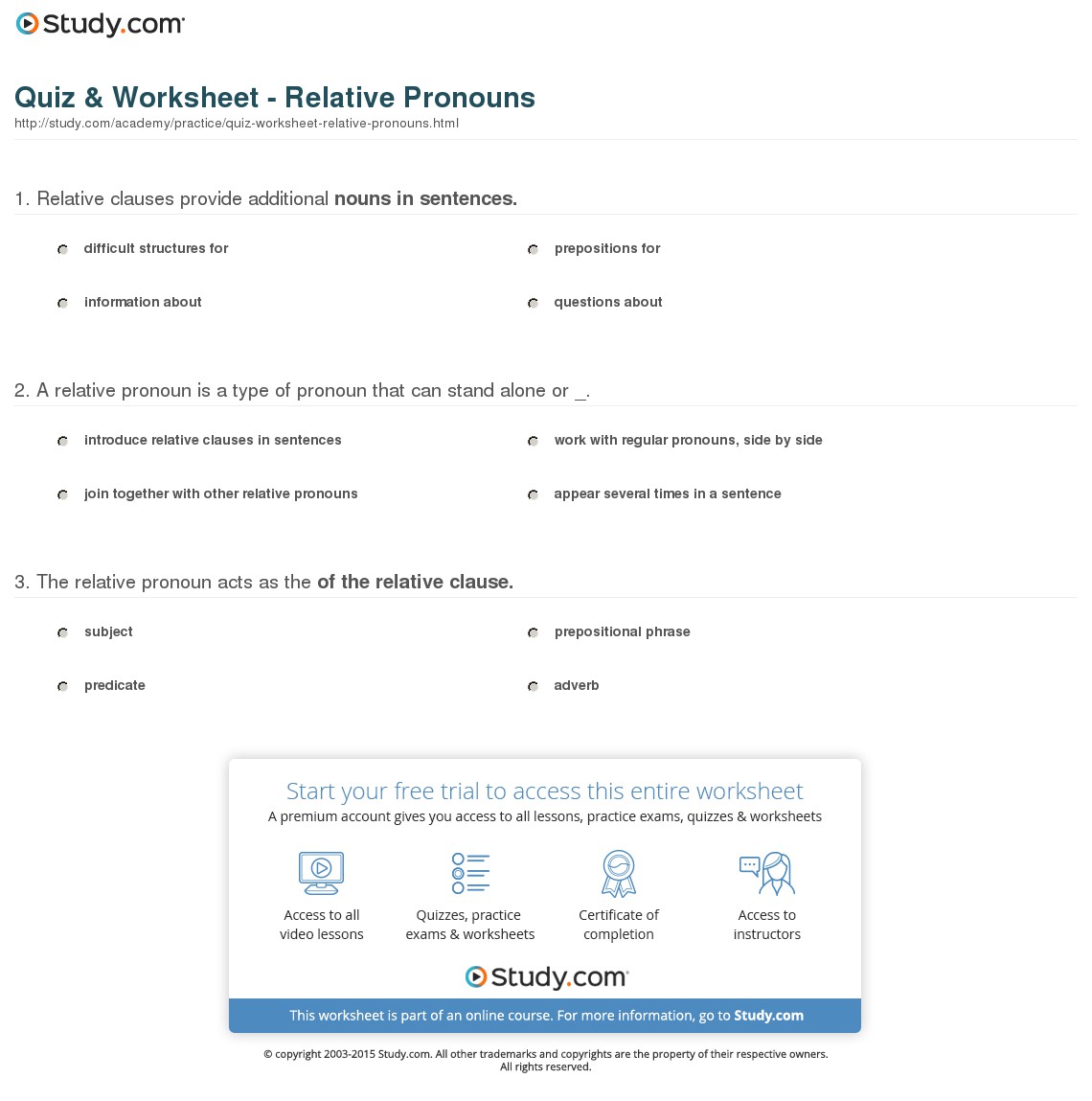 Quiz & Worksheet
