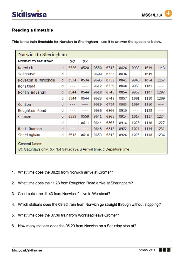 Reading A Bus Schedule Worksheet Free Worksheets For All