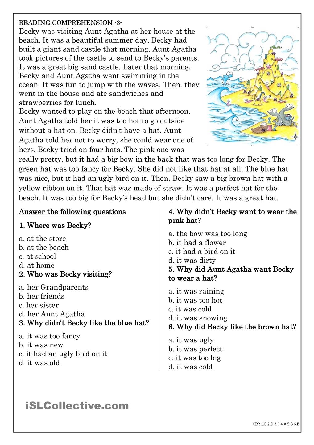 Reading Comprehension For Beginner And Elementary Students 3 Esl