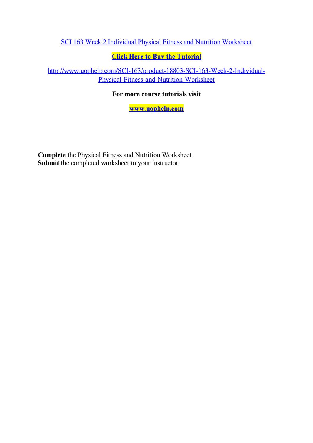 Sci 163 Week 2 Individual Physical Fitness And Nutrition Worksheet