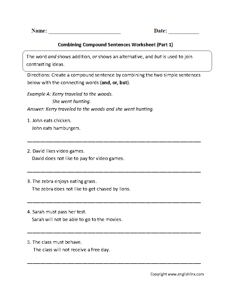 Sentences Worksheets