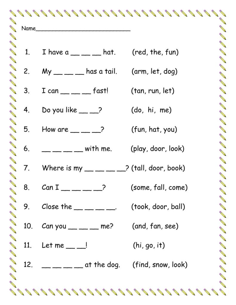 Sight Word Practice Worksheets Kindergarten Worksheets For All