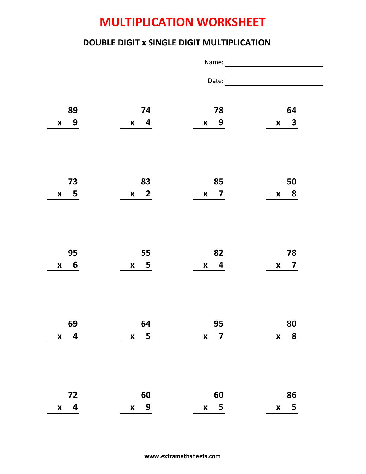 Single Digit Multiplication Worksheets Grade 4 The Best Worksheets