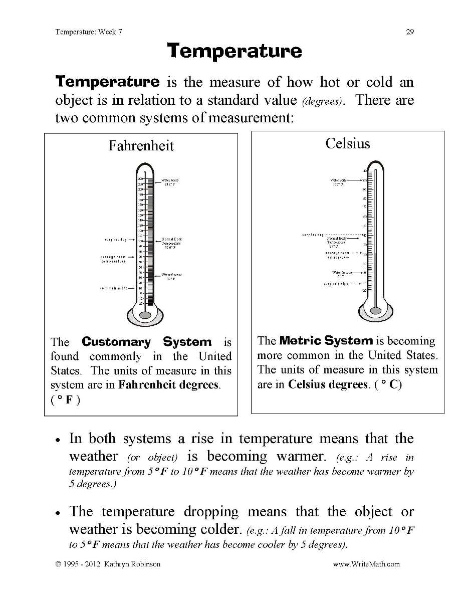 Teaching Temperature Worksheets