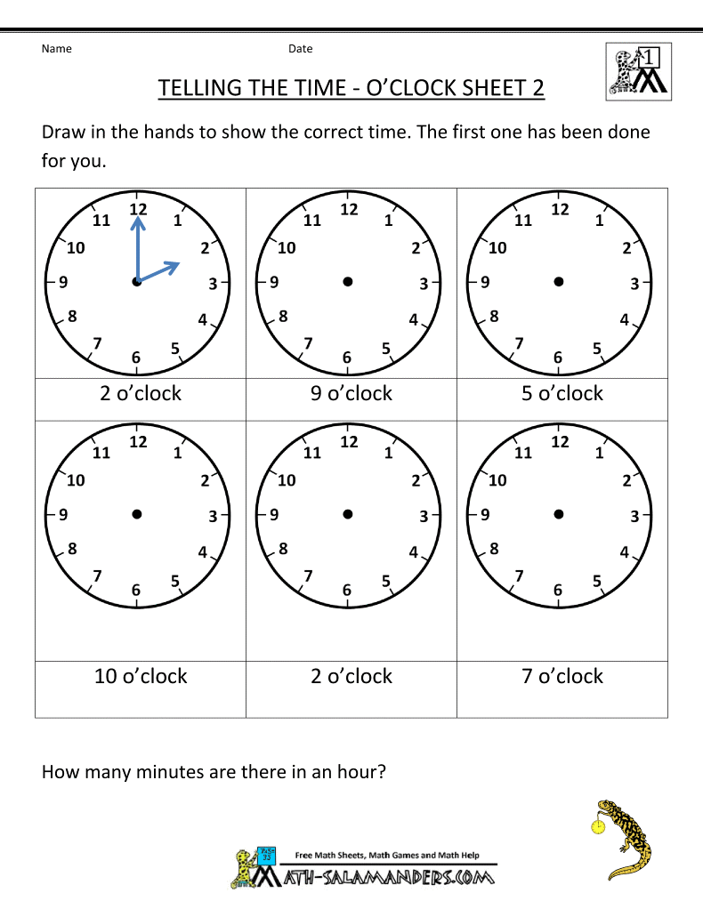 Telling Time Worksheets