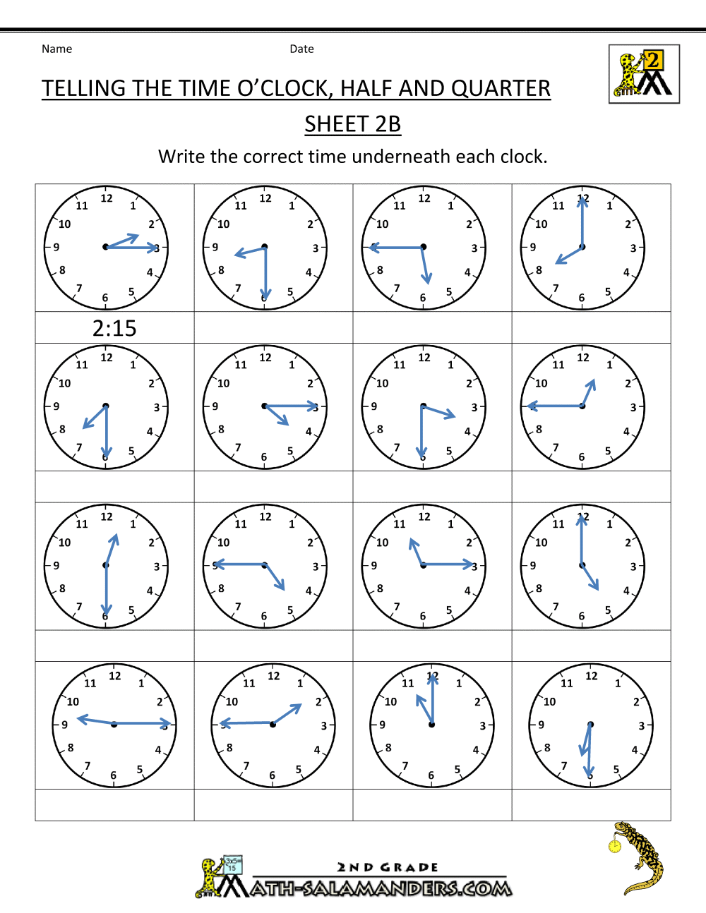 Telling Time Worksheets Quarter And Half Hour Worksheets For All