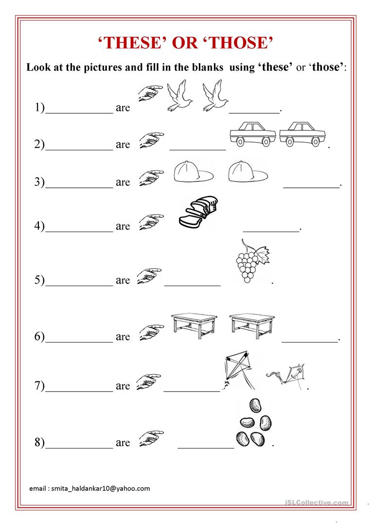 These' Or 'those' Worksheet