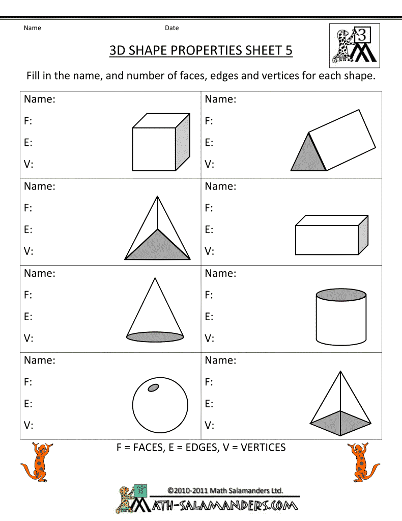 Third Grade Math Practice 3d Shape Properties 5