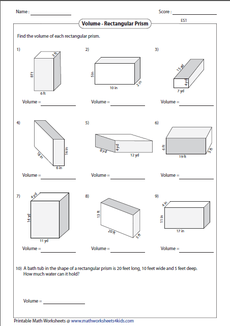 Volume Of A Rectangular Prism Worksheet Doc