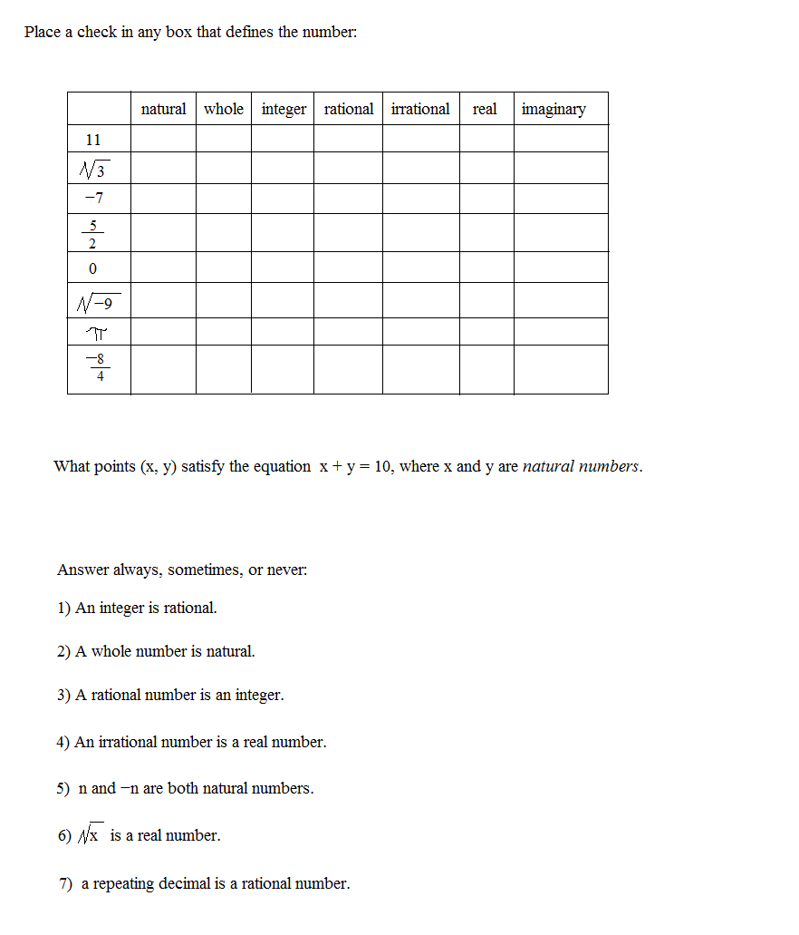 Worksheet  Classifying Real Numbers Worksheet  Grass Fedjp