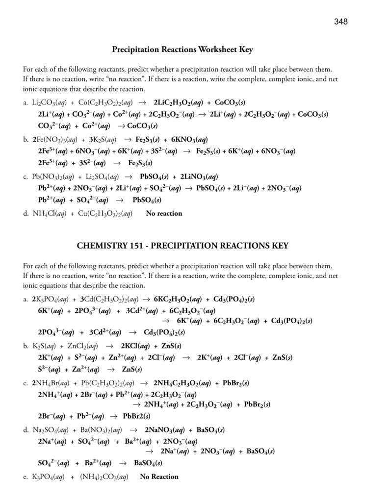 Worksheet  Precipitation Reaction Worksheet  Grass Fedjp Worksheet