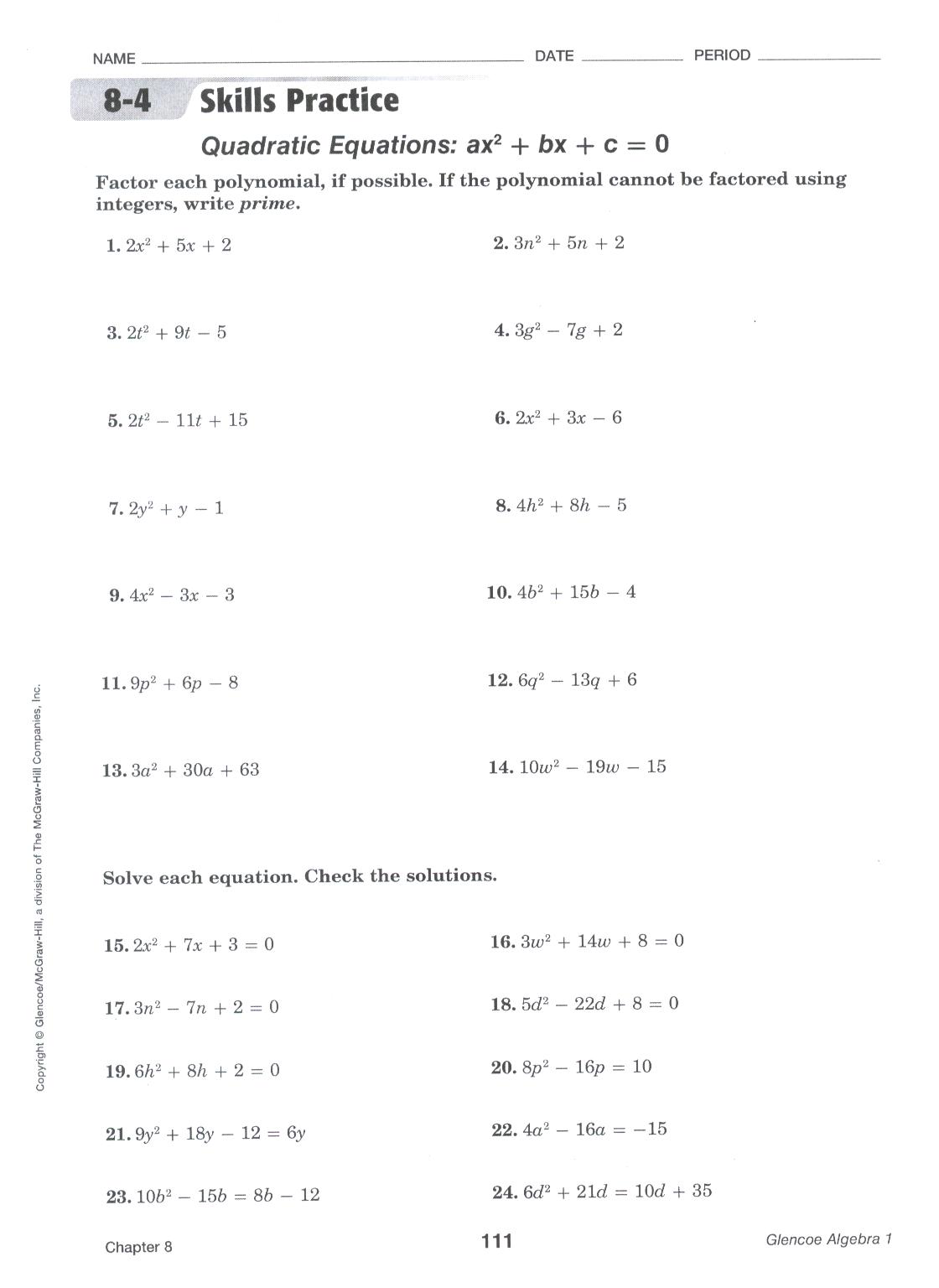 Worksheet  Solving Quadratics Worksheet  Grass Fedjp Worksheet