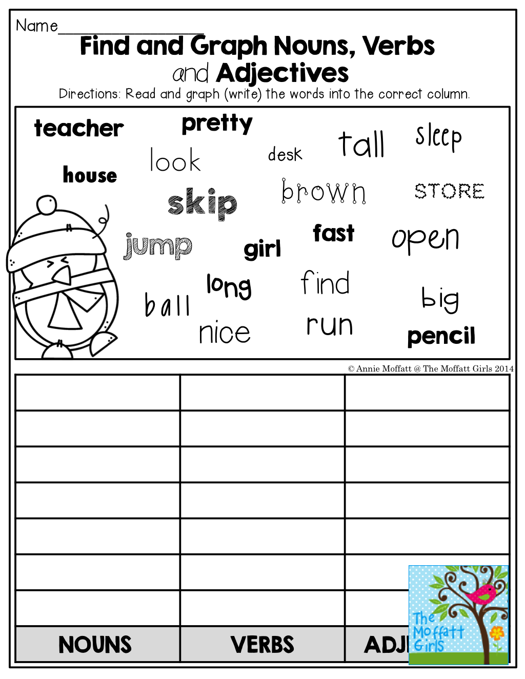 Worksheets Nouns Verbs And Adjectives