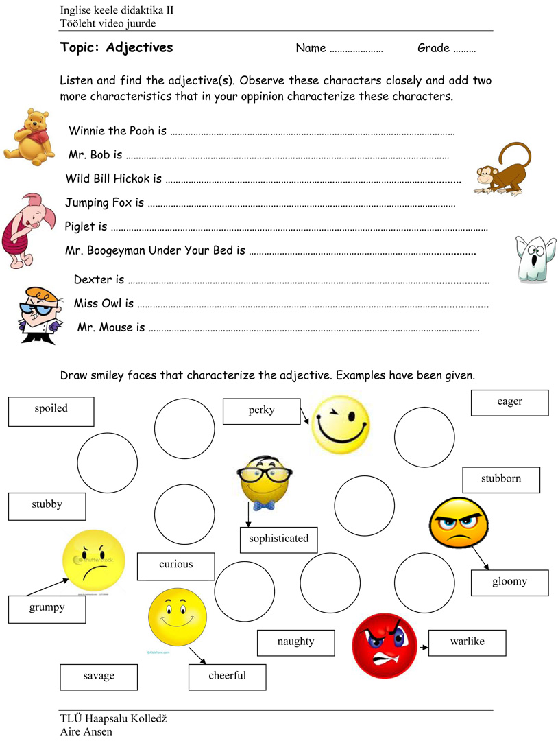 Worksheets On Adjectives For Preschoolers