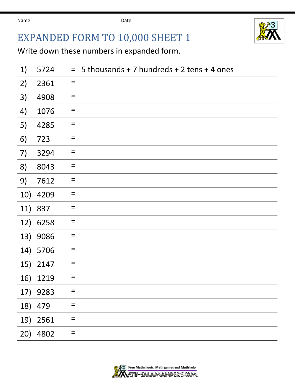 Worksheets Place Value 3rd Grade