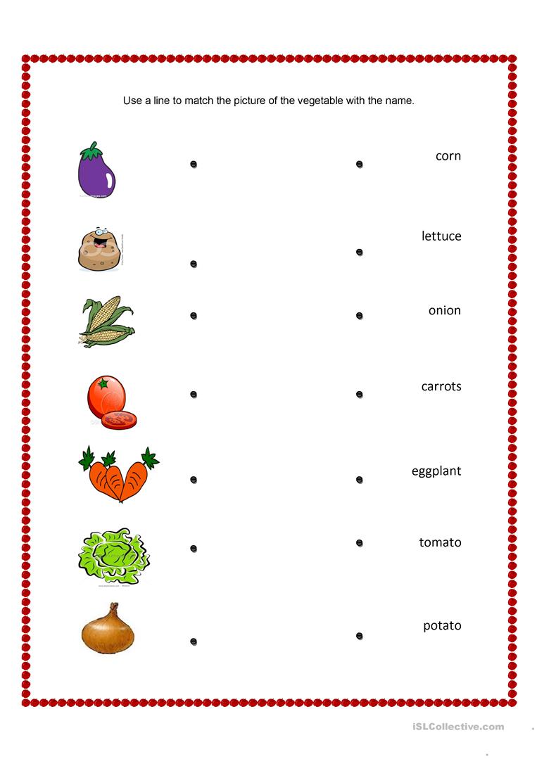 Worksheets Vegetables And Fruits
