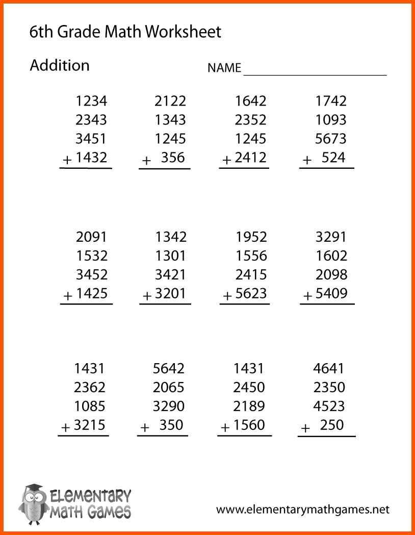 14+ Sixth Grade Math Worksheets