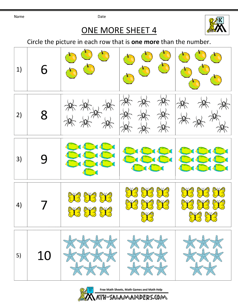 6+ Kindergarten Math Worksheets