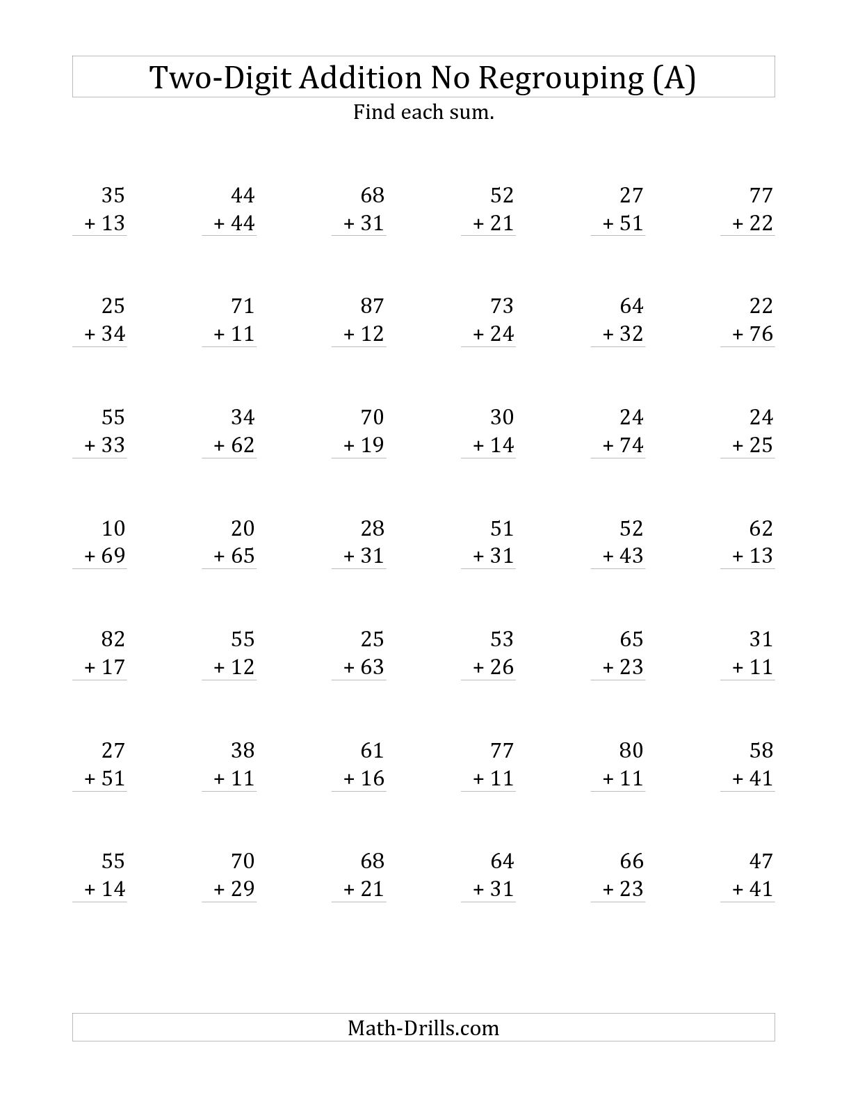 Addition Worksheets Without Regrouping 2 The Best Worksheets Image