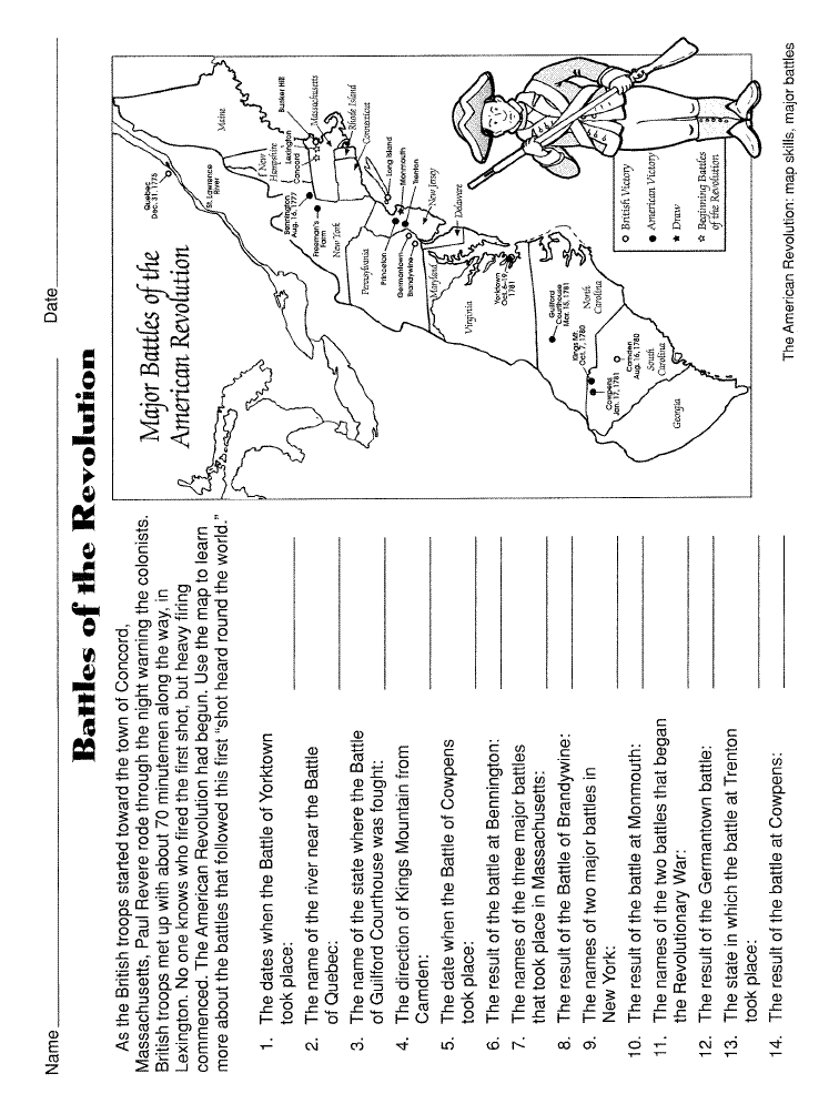 American Revolution Worksheets