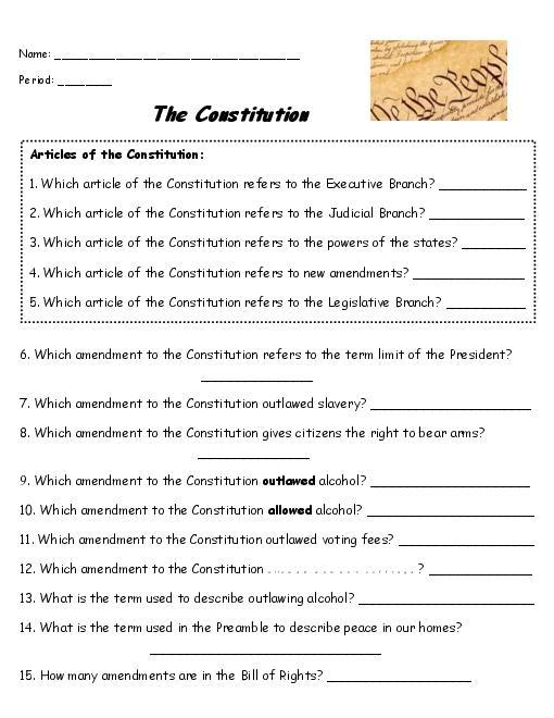 Analysis Of The Us Constitution Worksheet Answers
